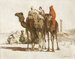 Camellos, öl auf leinwand von Jose Navarro Llorens (1867-1923, Spain)