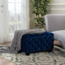 The basic idea behind the concept of an ottoman has always been storage. Noble House Conley Velvet Ottoman Coffee Table Navy Blue Accuweather Shop