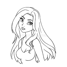 When drawing it is easy to make hair unnaturally long and it is not unusual to find hair flowing way past characters waists in the world of anime hair. Beautiful Cartoon Smiling Girl Portrait Long Hair Big Eyes Outline Art For Coloring Book Stock Illustration Illustration Of Isolated Beautiful 139380451