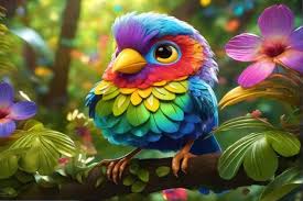 beautiful bird in forest graphic by
