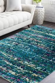 deep blue sea sari silk area rug in