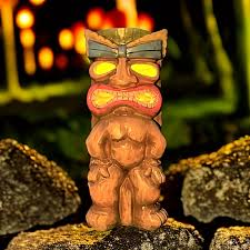 solar outdoor light tiki hawaiian mayan