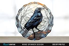 3d Stained Glass Crow Bird Wind Spinner