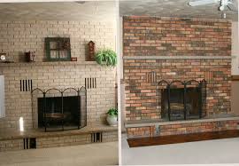 painting brick fireplace before and