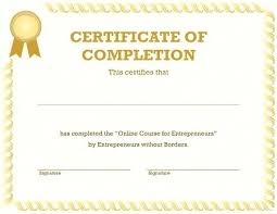 Certificate Of Completion Of Training Template Generic Certificate