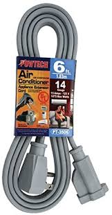 Features durable insulation and right angle plugs. Powtech Heavy Duty 12 Ft Air Conditioner And Major Appliance Extension Cord Ul Listed 14 Gauge 125v 15 Amps 1875 Watts Grounded 3 Pronged Cord Amazon Com