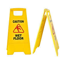 rectangular yellow caution wet floor