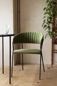 Curved bench dining table circular terri. Curved Back Velvet Dining Chair In Moss Green Rockett St George