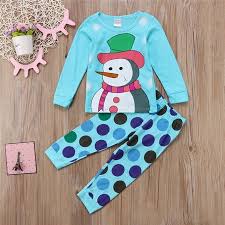 Baby Boy Girl Xmas Snowman Shirt And Polka Dot Legging Pant Clothes Set