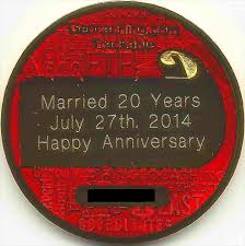 Perfect for any anniversary milestone year. Tb6dytz Geo Award Engraving Coin 20 Year Wedding Anniversary Geocoin Proxy