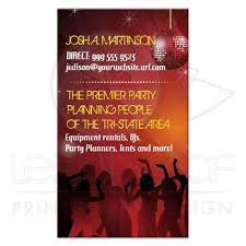 Business Card Party Planning Equipment Rental Red Mirror Ball