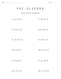 Practice Algebra Equations Worksheets