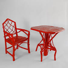 Garden Table In Red Lacquered Wood Eco