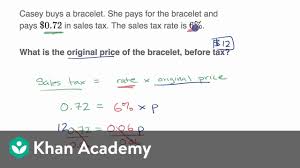 Percent Word Problems Tax And Discount Video Khan Academy
