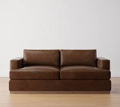 Leather Sleeper Sofa With Wood Base