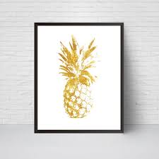 gold pineapple wall art print printable