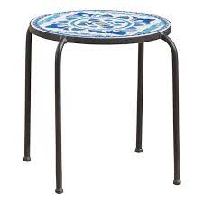 Skye Ceramic Tile Side Table Blue