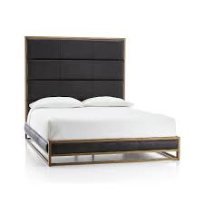 oxford brass black tufted leather queen bed