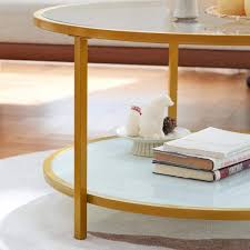 Gold Round Tempered Glass Coffee Table