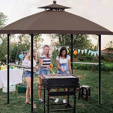 Brown Arc Grill Gazebo Double Tiered