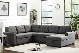 linen fabric sleeper sectional sofa