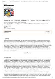 Pdf Discourse And Creativity Issues In Efl Creative Writing
