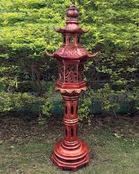 Enigma Marble Resin Red Pagoda Lantern