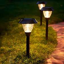 Solar Pathway Lights Outdoor Black Stainless Steel With Glass Extra Bright Led 20 Lumen Each Waterproof Dusk To Dawn Auto