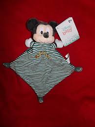 doudou plat mickey rayure verte beige