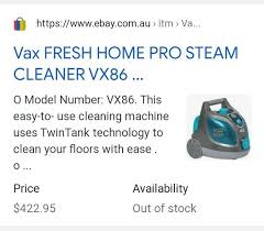 vax fresh home pro steam cleaner vx86