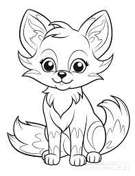 outline clipart cartoon fox with