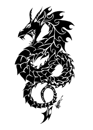 Cool Black Ink Tribal Dragon Tattoo Stencil By Blackthorn
