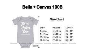 Size Chart For Bella Canvas 100b Baby Bodysuit Mockup