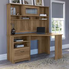 This unit has 3 main partsa 48x30 desk with stack on storagea 45 corner desk (comes with two topsand a 30x30 deskthese pieces can be rearranged to fit your work area and also has two. Bush Furniture Cabot 60w Corner Desk With Hutch Cab008rcp