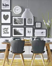 grey modern dining room with black and