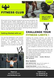 one page monthly fitness club
