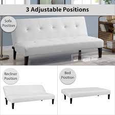 Homestock White Futon Sofa Bed Faux