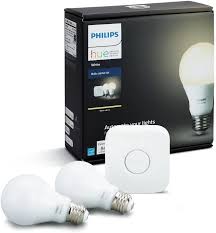 Philips Hue White A19 60w Equivalent Dimmable Led Smart Bulb Starter Kit 2 A19 60w White Bulbs And 1 Hub Compatible With Amazon Alexa Apple Homekit And Google Assistant 2 Pack Amazon Com