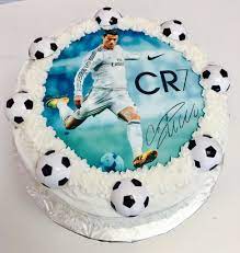 Beautiful flowers birthday cake with photos frame. Cristiano Ronaldo Birthday Cake