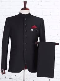 Soli Black Terry Rayon Jodhpuri Suit Designer Suits For