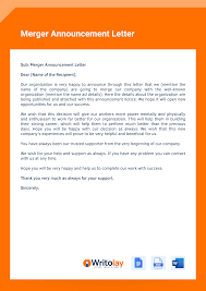 merger announcement letter 4 templates