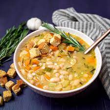 vegan white bean soup with rosemary and