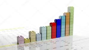 3d Graph Chart Made With Lego Blocks Isolated Stock Photo