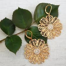 gold filigree leaf petal earrings