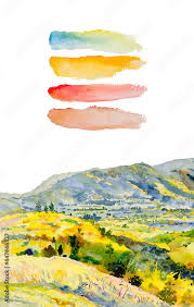 Watercolor Landscape Painting Of