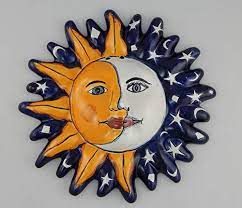 mexican talavera ceramic sun face wall