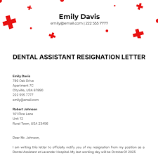 dental istant resignation letter