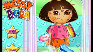 Use soaps and shampoos from the closet to wash the baby. Little Baby Games Dora Baby Bathing Games Youtube