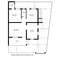 40x45 Feet 2 Bedrooms House Layout Plan