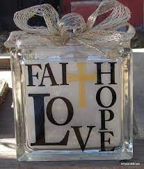 Faith Hope Love Glass Block Night Light